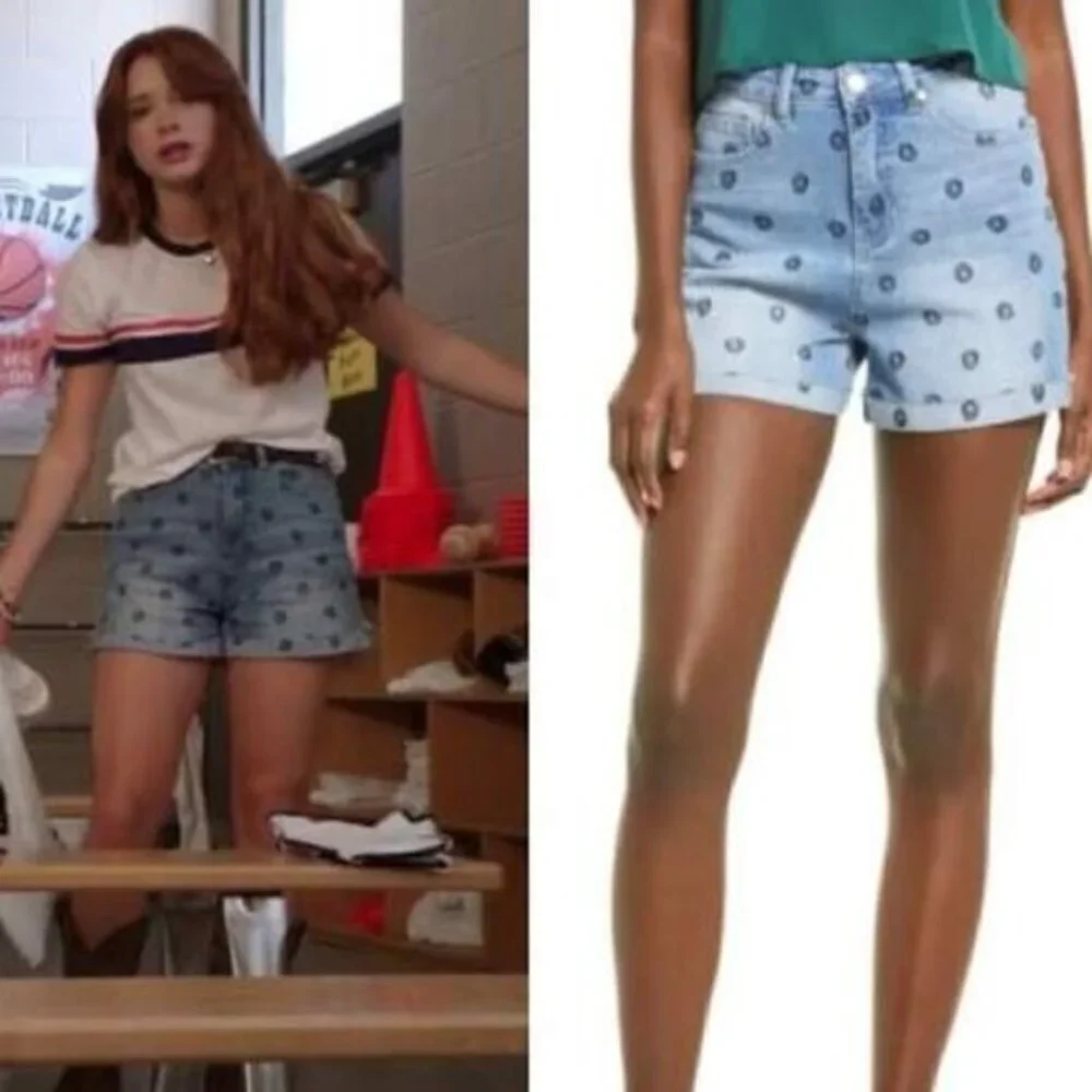 EU BP Smiley Embroidered High Rise Denim Mom Shorts